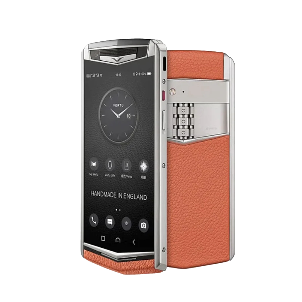 side VERTU Aster P Baroque Calf Leather Phone - Dawning Orange
