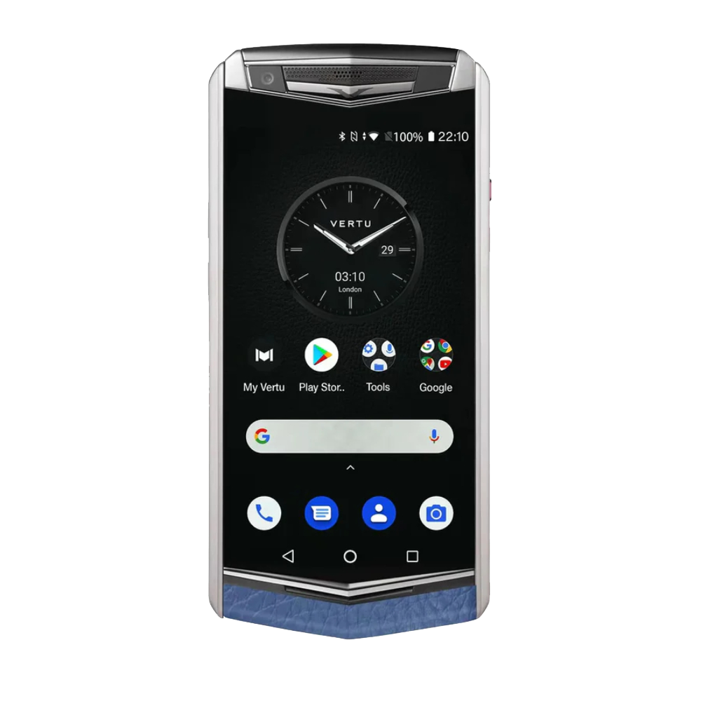 front Aster P Baroque Calf Leather Phone - Navy Blue