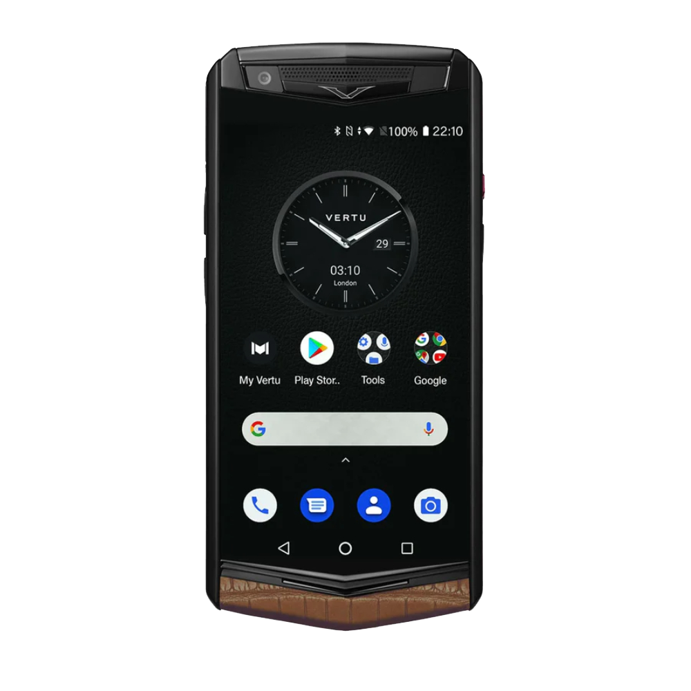 front Aster P Gothic Alligator Leather Phone - Cinnamon Brown