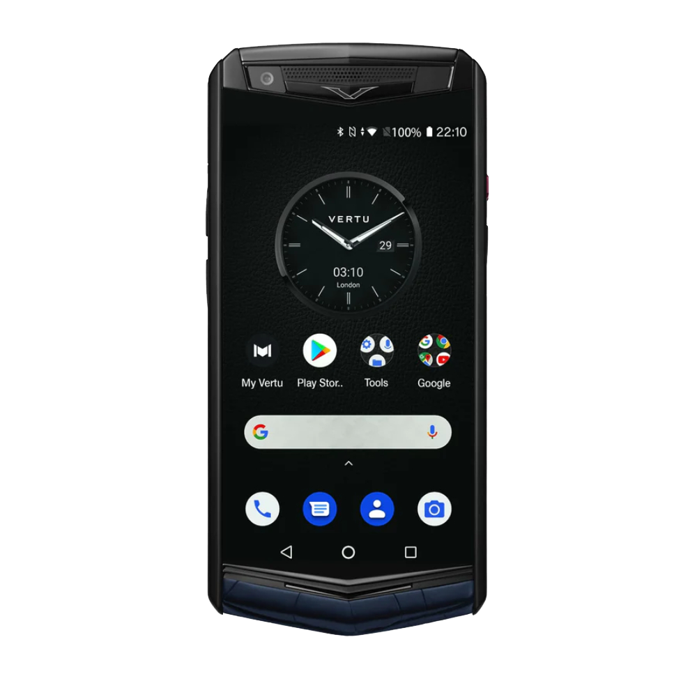 front Aster P Gothic Alligator Leather Phone - Navy Blue