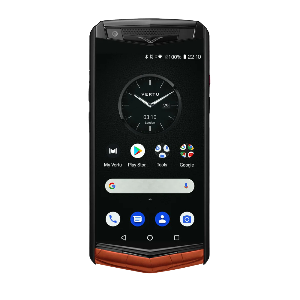 front Aster P Gothic Alligator Leather Phone - Tangerine