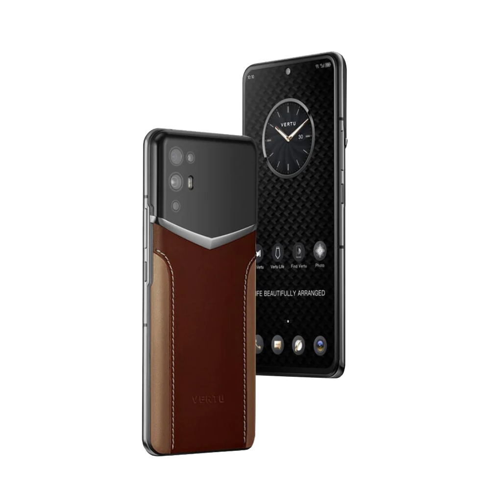 iVERTU Calfskin Stitching Phone - Red & Brown