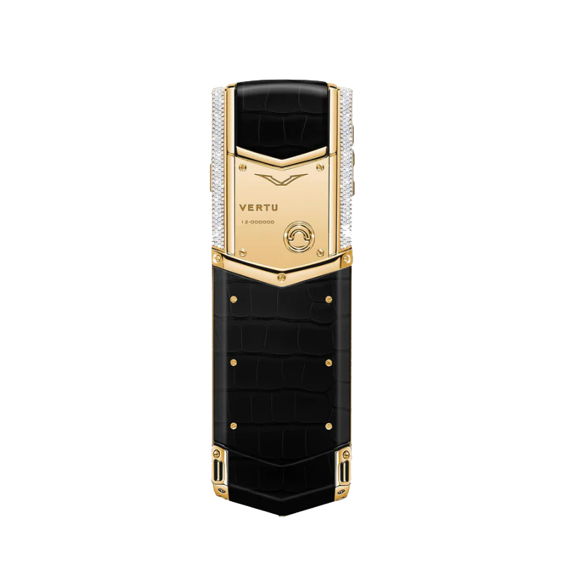 Signature V Diamond Alligator Skin Keypad Phone - Black